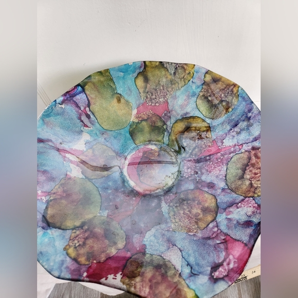 Unique Multicolor Art Centerpiece Bowl – Blue, Red, Green, Gold - Picture 3 of 7